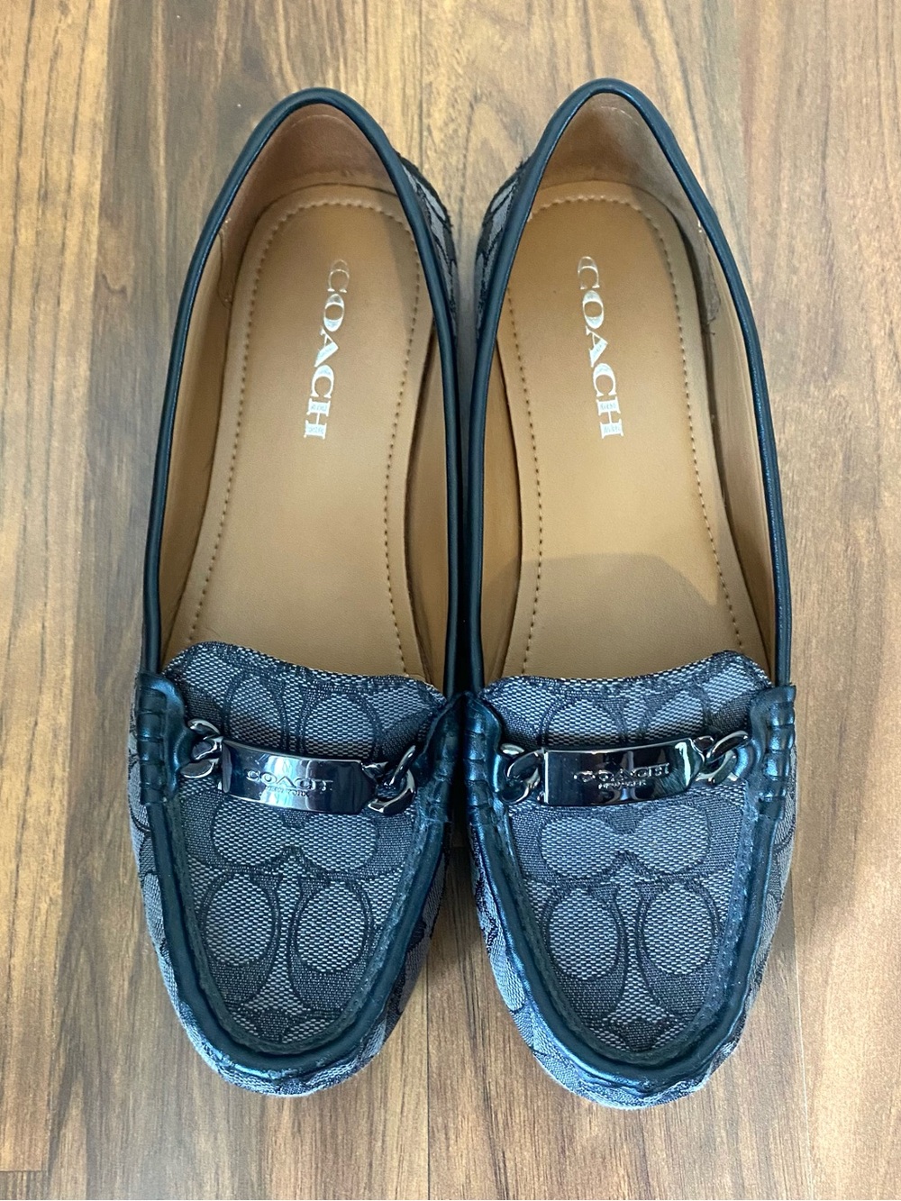 COACH black Monogram Signature Loafers (size 8)